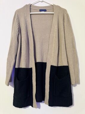 Simply Styled By Sears Colorblock Ribbed Knit Open-Front Cardigan